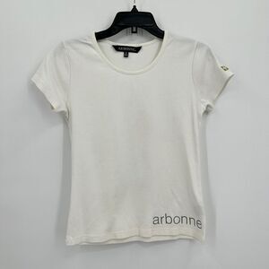 Arbonne Tshirt Womens Medium White Logo MLM Essential Minimalist Comfy Tee‎